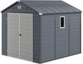 DWVO 8x9FT Outdoor Storage Shed w/o Floor, All-Weather Plastic Shed with Lockable Doors, Window & Vents, Plastic Tool Shed for Backyard, Patio, Poolside, Lawn, Gray