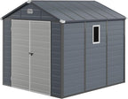 DWVO 8x9FT Outdoor Storage Shed w/o Floor, All-Weather Plastic Shed with Lockable Doors, Window & Vents, Plastic Tool Shed for Backyard, Patio, Poolside, Lawn, Gray