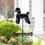 BAYN Solar Poodle Garden Stakes Decorative with a Lantern Dog Silhouette Welcome Sign Outdoor Garden Decor for Yard, Lawn, Patio, Pathway