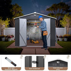 10x14 FT Outdoor Storage Shed, Metal Garden Shed - Tool Storage Sheds with Lockable Doors, Waterproof Outside Storage Building for Backyard, Patio (Black; Floor Not Included)