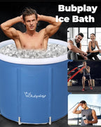 XL Ice Bath Tub for Athletes & Adults - 105 Gallons, Cold Plunge Tub with Cover, Inflatable Ice Bath Barrel for Indoor Outdoor - Blue