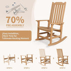 Outdoor Rocking Chairs Set of 2, Oversized All Weather High Back Porch Rocker, Patio Rockers for Outside