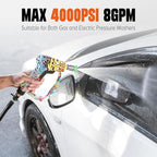 Short Pressure Washer Gun, High Pressure Washer Gun 4000 PSI M22-14mm & 3/8" Connect Car Accessories Car Washing Gun Car Detailing Kit with 5 Spray Nozzle, 1/4" Quick Connector Coupler for Foam Cannon