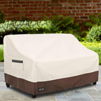 Outdoor 2-Seater Loveseat Cover, Waterproof Heavy Duty Patio Furniture Covers, 58W x 33D x 32H Inches Outdoor Couch Cover, Sofa Covers for Patio Furniture Waterproof, Beige and Brown