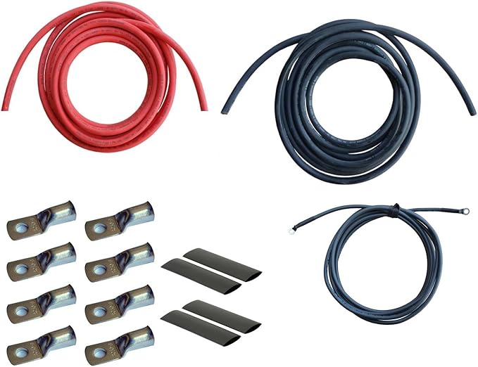 WindyNation 2/0 Gauge AWG (8 Feet Black + 8 Feet Red) Power Inverter Battery Cable Wire Kit for DC to AC Inverters RV, Car, Solar, Marine, Off-Grid