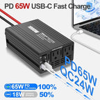 PiSFAU 1000w Inverter 12V to 110V, Power Inverter for Vehicles 1000 watts, Dc to AC Converter with 65W USB-C Inverter Charger for Road Strip, Camping, Emergency