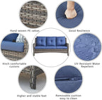 HUMMUH Patio Furniture 5 Pieces Outdoor Furniture Set Wicker Outdoor Sectional Couch with Patio Swivel Rocking Chairs,Ottomans for Patio