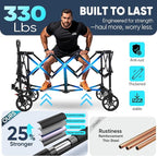 Sekey Collapsible Foldable Wagon with 330lbs Weight Capacity, Heavy Duty Folding Wagon Cart with Big All-Terrain Wheels & Drink Holders. Blue