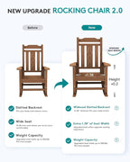 SERWALL Oversized Rocking Chair Set of 4 Outdoor, HDPE Outdoor Rocking Chair Set of 4, Brown
