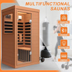 Far Infrared Sauna, Canadian Hemlock Wood Sauna Spa Room for Indoor,1062W 110V Low EMF Saunas with Control Panel and Integrated Speakers, Mini Home Sauna Room for One Person (Red Wood)