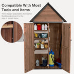 Outdoor Storage Shed with Floor and Waterproof Roof - Metal Framed Tool Cabinet with Adjustable Shelves - Double Lockable Doors for Backyard, Garden, Patio (Deep Brown)