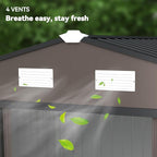 Outsunny 9' x 6' Outdoor Storage Shed, Garden Tool Metal Shed with Foundation Kit, Double Lockable Door, Air Vents and Sloping Roof, for Backyard, Patio, Lawn, Brown