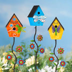 51” Bird Houses Stake for Outside, Metal Wild Bird Feeder Birdhouse Stake Pole with Hummingbird Design Outdoor Decorations for Patio, Backyard, Garden