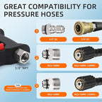 Pressure Washer Short Gun with Swivel, 5000 PSI/10.5 GPM High Power Washer Gun with 5 Nozzle Tips, 3/8'' Quick Connect and M22-14mm and M22-15 mm Fitting