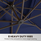 9' X 12' Cantilever Patio Umbrella Outdoor with Base Included Heavy Duty Double Top Windproof Rectangle Offset Umbrellas with 360-degree Rotation for Pool Deck Backyard, Navy