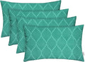 RSH DECOR: Lumbar Jumbo Throw Pillows Set of 4 | 26” x 16" | All-Weather Spun Fabric | Water and Fade-Resistant | Outdoor Support Pillows for Patio Furniture | Fenbrook Teal