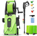 5000PSI Pressure Cleaner, 2025 New Power Cleaner with 33FT Flexible Extension Pressure Cleaner Hose Reel, 4 Nozzles, Professional Power Cleaners for Home/Car(Green)