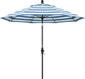 California Umbrella 9' Round Aluminum Pole Fiberglass Rib Market Umbrella, Crank Lift, Collar Tilt, Black Pole, Sunbrella Spectrum Mist