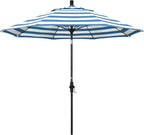 California Umbrella 9' Round Aluminum Pole Fiberglass Rib Market Umbrella, Crank Lift, Collar Tilt, Black Pole, Sunbrella Spectrum Mist