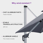 PURPLE LEAF 9' X 12' Cantilever Outdoor Patio Umbrella Large Heavy Duty 360° Rotation Double Top Offset Rectangular Umbrellas for Backyard Deck Pool, Cast Slate