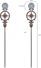 Touch of Class Pathways Reflective Driveway Marker Stake Set of Two for Outdoor Use | Compass Star Emblem Design | Personalized Tall Reflector Set of 2 | Weathered Bronze Durable Finish