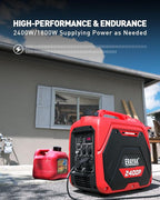 ERAYAK 2400W Portable Inverter Generator for Home Use, Super Quiet Small Generator for Camping Outdoor Emergency Power Backup, Gas Powered Engine, EPA, ECO Mode