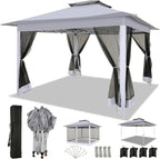 COBIZI 12x12 Pop up Gazebo on Clearance with Mosquito Netting,carpas para Patio Deals,Outdoor Canopy Tent with Portable Carrying Bag, Patio Gazebo for Garden Backyard, Lawn & Beach,Grey