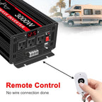 JIGUUN 3000 Watt Pure Sine Wave Inverter, Power Converter 12V DC to 110v/120v AC, Car Inverter with 4 AC Outlets& USB Port Remote Control for RV Camping Truck.
