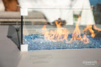Elementi+ | Lucerne Gas Fire Pit Cast Concrete 42" Square Fire Table, Outdoor Fire Pit Electronic Ignition | Canvas Cover, Fire Glass and Burner Lid Included | Light Gray | Natural Gas