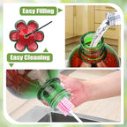 BOLITE Hummingbird Feeder, Glass Hummingbird Feeders for Outdoors Hanging, 22 Ounce, Five Feeding Ports with Perch, Peony Flower Shape, Red and Green, Gifts for Women Men, Gifts for Mom Dad