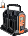 350W Power Inverter for Black+Decker 20v Battery, 4-Ports DC 20V to AC 110-120V Pure Sine Wave Battery Inverter with 3 USB-A Port, 1 USB-C Port,300lm LED Light for Camping Travel Emergency(Tool Only)