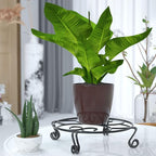 Yimobra Original Patented Plant Stand for Flower Pot Heavy Duty Potted Holder Indoor Outdoor, Metal Rustproof Iron Garden Container Round Supports Rack for Planter, Black, 11.8 Inches