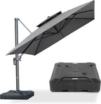 PURPLE LEAF 10' x 13' Cantilever Patio Umbrella Outdoor Umbrella with 330lbs Base Large Rectangular Windproof Offset Umbrella for Pool Deck Garden, Mist Grey