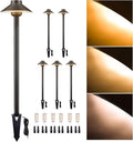 Gardenreet Low Voltage Landscape Lighting Brass, 2700K/3000K/4000K Adjustable 12v Pathway Lights Waterproof, Hard Wired Path Light Outdoor, Bronze for Exterior Area Patio with G4 Bulb (6 Pack)