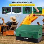 VEVOR Outdoor Storage Box, 230 Gallon Waterproof PE Tarpaulin Deck Box w/Galvanized Frame, All-Weather Protection & Portable, for Camping, Garden, Poolside, and Yard, Black & Green