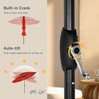 PHI VILLA 10ft Patio Umbrella with Light, Outdoor Large Auto-Tilt 3 Tier Market Table Umbrellas with 8 Sturdy Ribs and 1.5" Pole for Lawn Poolside Garden Terrace, Orange Red