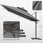 9x12 FT Patio Umbrella, Large Cantilever Rectangular Double Top Heavy Duty Offset Umbrellas with 360° Rotation, Outdoor shade for Garden Deck Pool, Gray