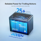 Renogy 12V 100Ah Trolling Motor LiFePO4 Lithium Battery, Bluetooth & 100A BMS, IP67 Waterproof, Group 24 Deep Cycle Battery for Marine, Boat, RV, Off-Grid Backup