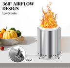 Tabletop Fire Pit 9.7 x 7.1 Inch with Removable Ash Pan, Smokeless Firepit Camping Stove with Bag for Outdoor Safe Burning Firepits, Stainless Steel Wood Burning Fire Pits for Heating, Bonfire