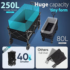 Sekey Collapsible Foldable Wagon with 330lbs Weight Capacity, Heavy Duty Folding Wagon Cart with Big All-Terrain Wheels & Drink Holders. Black