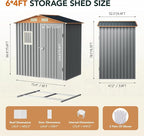 6x4FT Multi-Used Shed & Outdoor Storage,Steel Tool Shed with Frame Floor,Lockable Doors,Window,Vent,Compact Metal Tool Garden Shed for Garden, Backyard, Patio, Lawn and Various Storage(Matte Gray)
