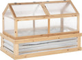 Outsunny Raised Garden Bed with Polycarbonate Greenhouse, Wooden Garden Cold Frame Greenhouse, Flower Planter Protection, 48" x 24" x 32", Natural