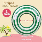 2 PCS Striped Pool Floats for Adults Swimming Rings Tube with Handles -Inflatable Pool Float Tube for Adults Pool Floats for The Beach, Party, Vacation