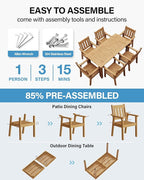 YEFU Patio Dining Chairs Set of 6: All Weather Outdoor Dining Chairs with Wide Curved Seat and Backrest - Outdoor Furniture Plastic for Outside Backyard/Garden/Porch/Deck 350lbs Capacity Teak