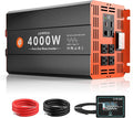 4000W Pure Sine Wave Power Inverter 12V DC to 110V AC Converter Peak Power 8000W for RV Truck Off-Grid Solar Car Inverter with 4 AC Outlets, 2 USB & 1 Type-C Ports, Hardwire Kit, Remote Controller