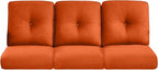 Pop 22x25/22x24 Outdoor Cushions for Patio Couch Chairs Set of 3 - High Back Comfy Outside Seat Cushions for Wicker Dining Rocker Glider Loveseat 3-Seater Sectional Sofa - Orange/Button
