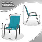 Patio Dining Chairs Set of 2, Outdoor Stackable Chairs with High Back, Outside Chairs for Backyard, Porch, Garden, Poolside (Sky Blue)