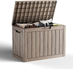 45 Gallon Outdoor Storage Box – Resin Deck Box with Lockable Lid, Waterproof Patio Furniture Storage for Tools, Garden & Yard Organization