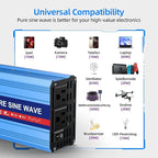 400W Pure Sine Wave Inverter, 12V DC to 110V/120V AC Car Power Inverter with 2 AC outlets and LCD Display