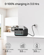 Portable Power Station 600W Surge, 288Wh (90,000mAh) LiFeP04 Battery, Solar Generator with 350W AC Outlets, 8.2LB Power Bank for Outdoor Camping, CPAP, Home & Emergency